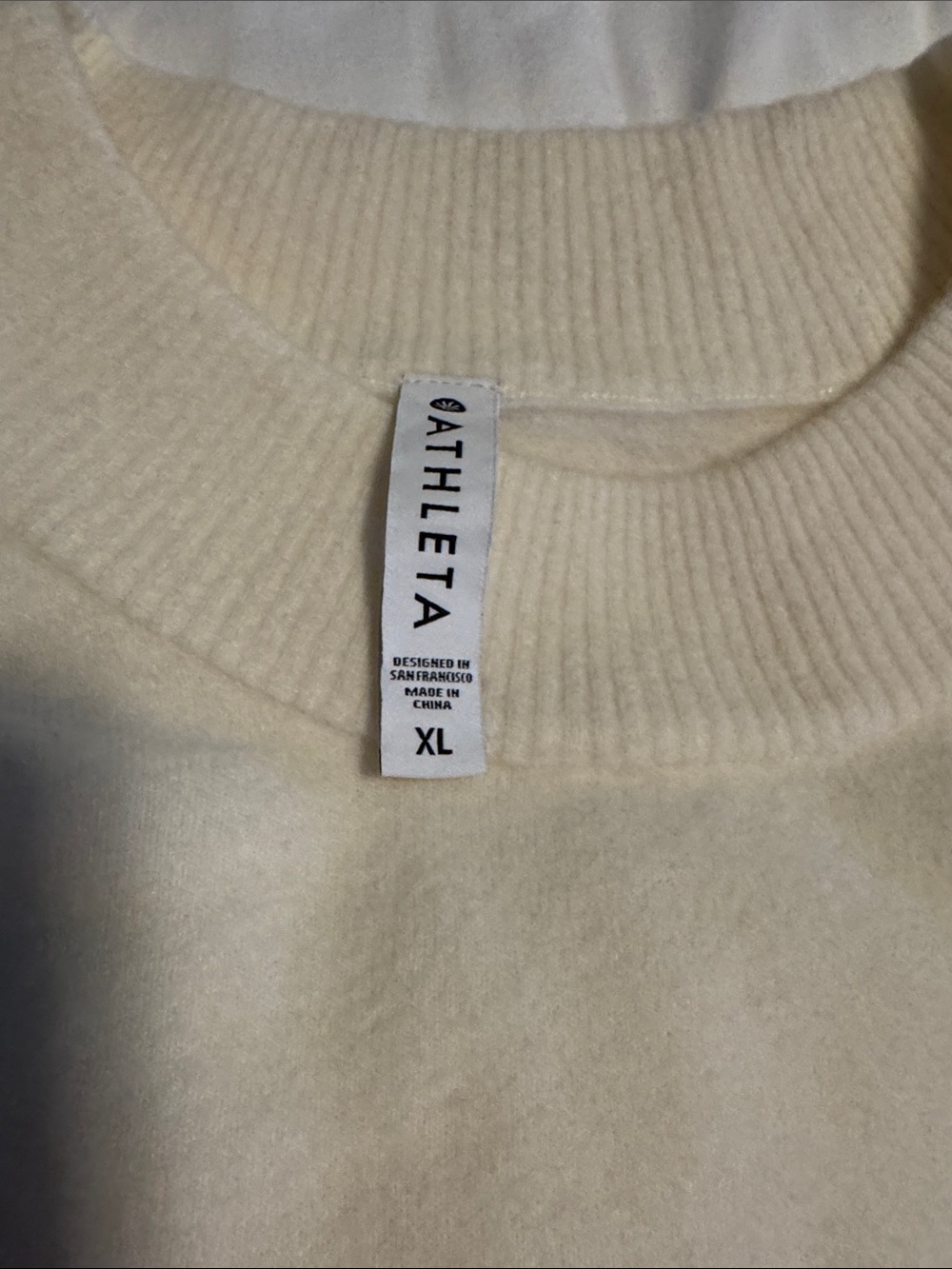NWT Athleta  Cream Crewneck Sweater - XL